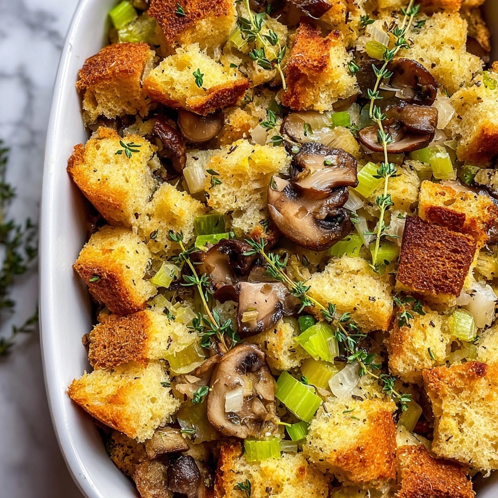 Irresistibly Herbed Mushroom Bread Stuffing for Cozy Comfort Recipe - Recipe Image
