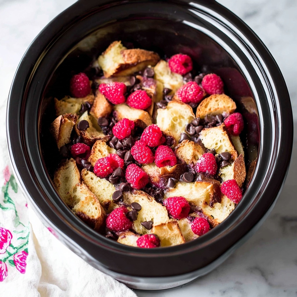 Crockpot Raspberry Chocolate Chip French Toast Casserole Recipe - Recipe Image