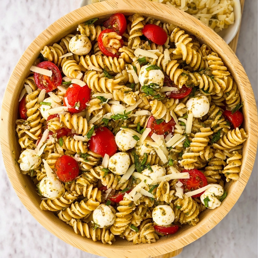 Caprese Pesto Pasta Salad Recipe - Recipe Image