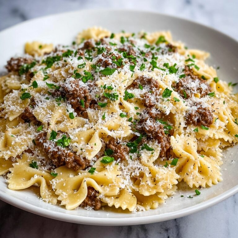 Cheesy Garlic Butter Beef and Bowtie Pasta Recipe
