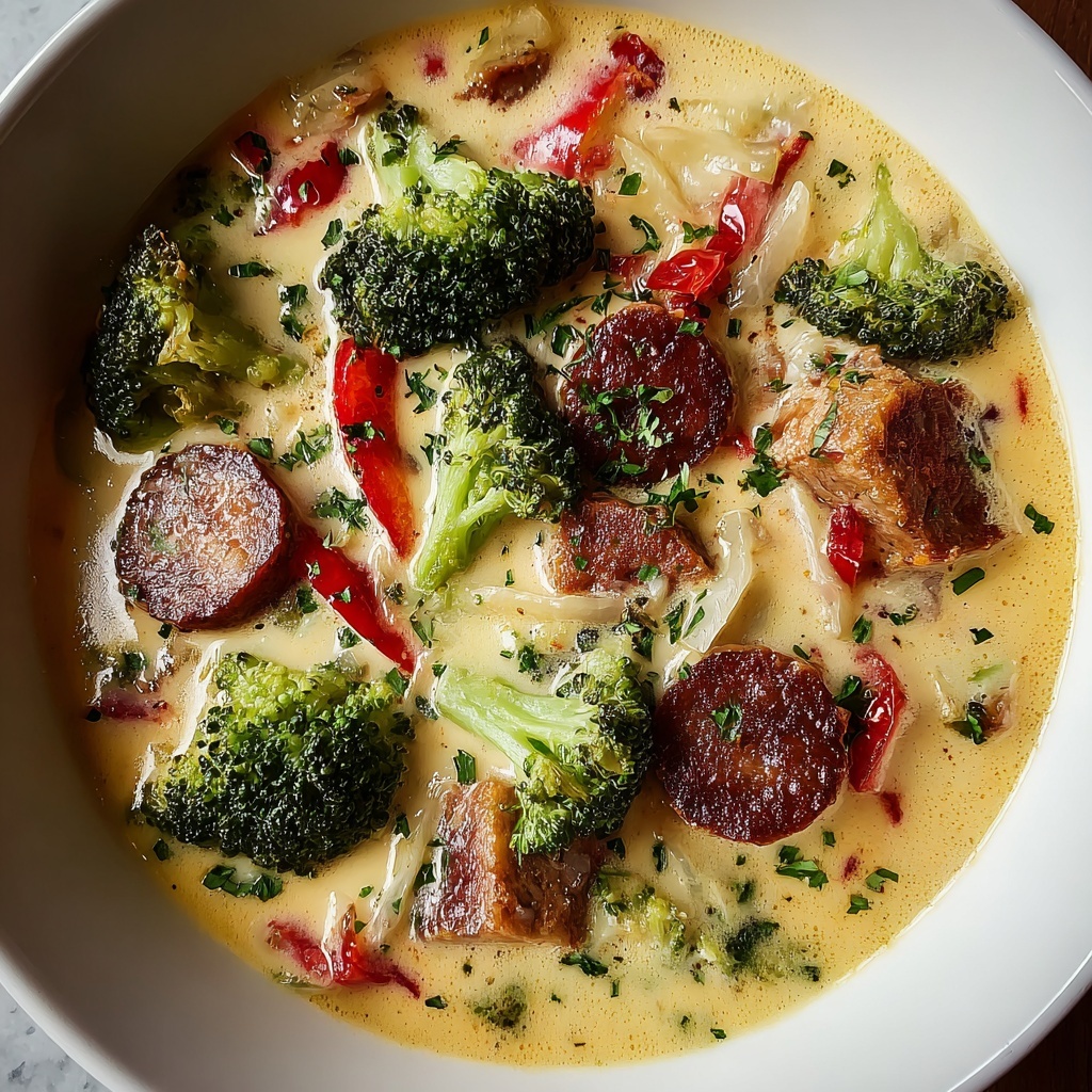 Creamy Kielbasa and Broccoli Skillet Recipe - Recipe Image