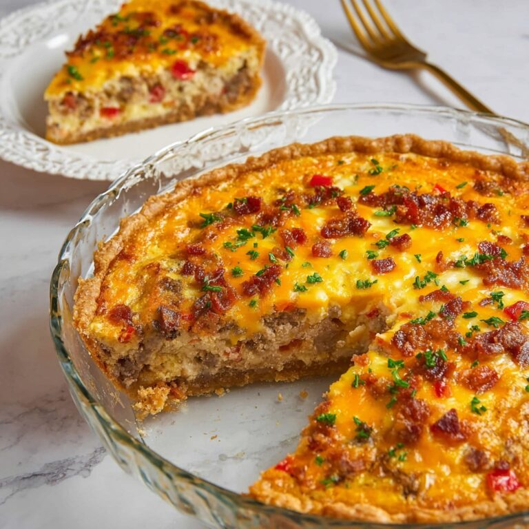 Breakfast Pie with Sausage, Cheddar, and Veggies Recipe