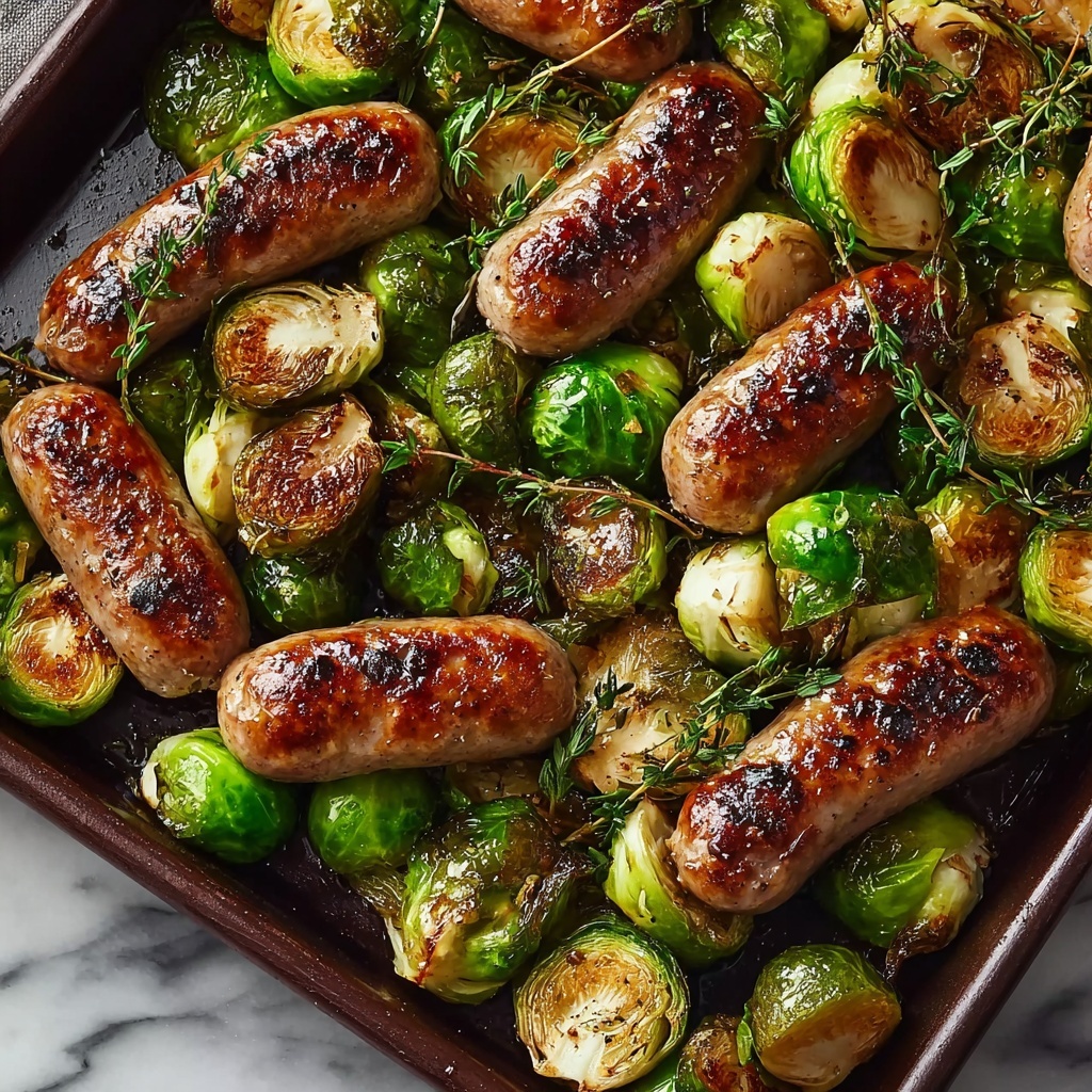 Irresistibly Healthy Sheet Pan Chicken Sausage & Brussels Sprouts Recipe - Recipe Image