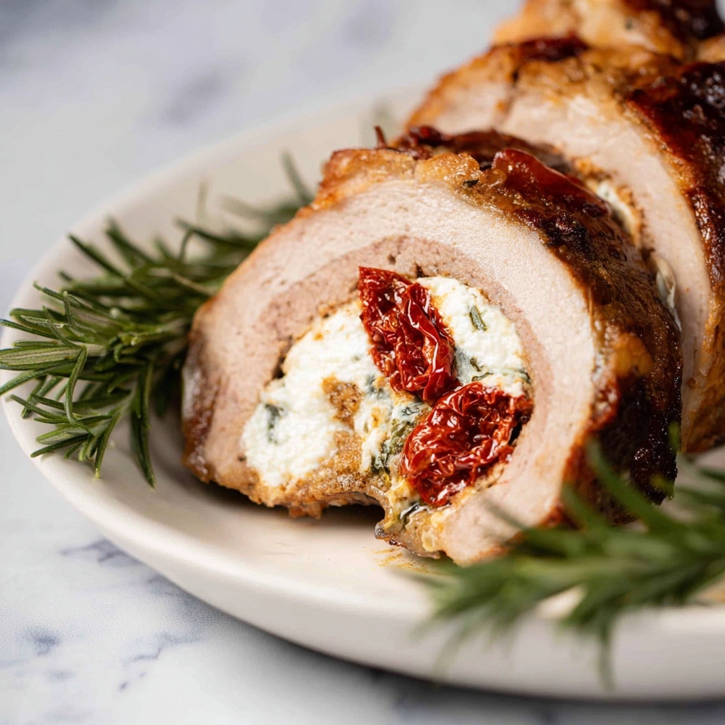 Stuffed Pork Loin with Cream Cheese, Roasted Red Peppers, and Prosciutto Recipe - Recipe Image