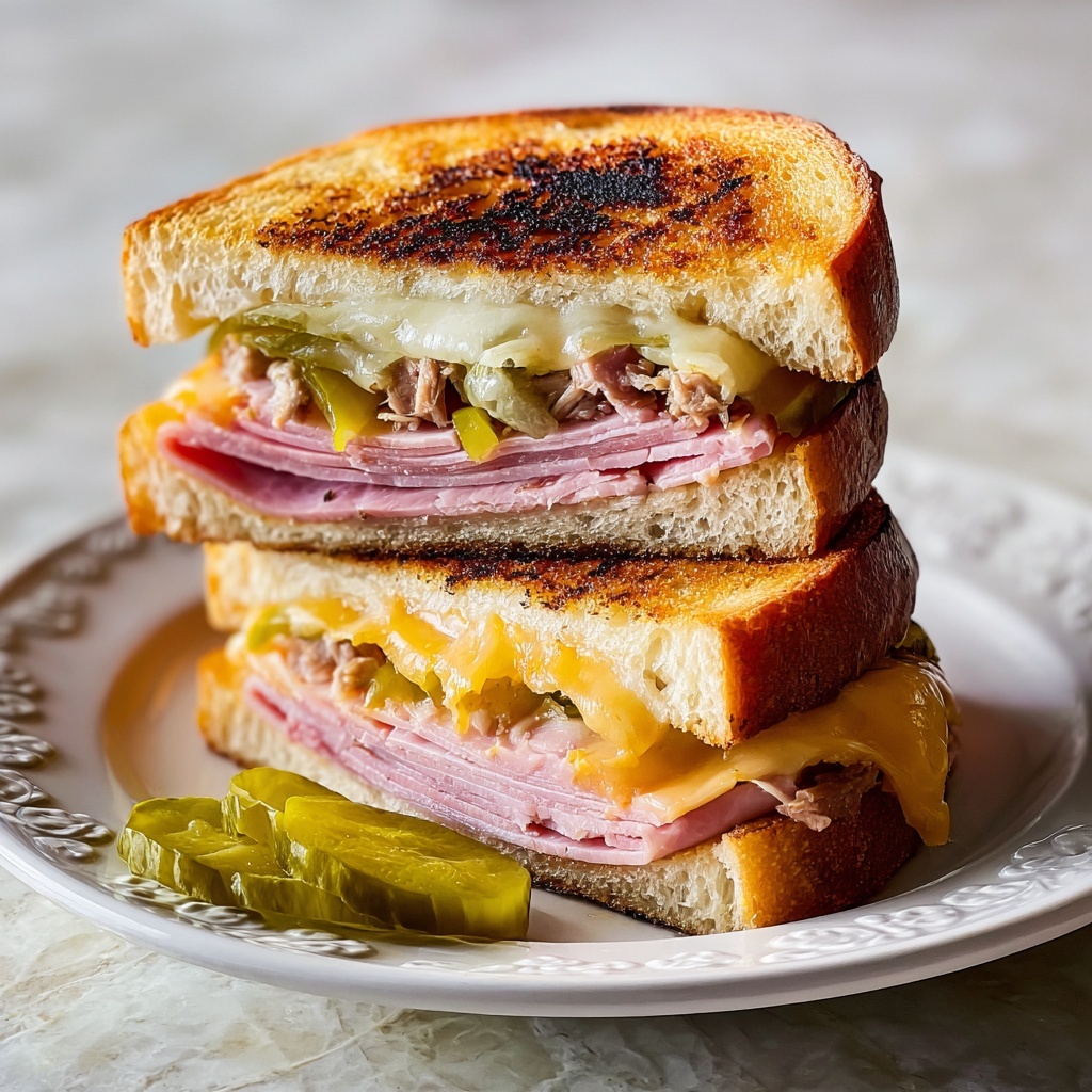 Classic Cuban Grilled Sandwich with Tangy Pickles Recipe - Recipe Image