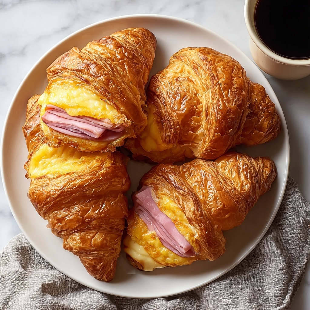 Ham and Cheese Filled Croissants Recipe - Recipe Image