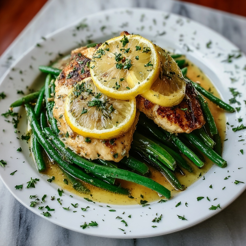 Garlic Lemon Chicken Breast with Green Beans Recipe - Recipe Image