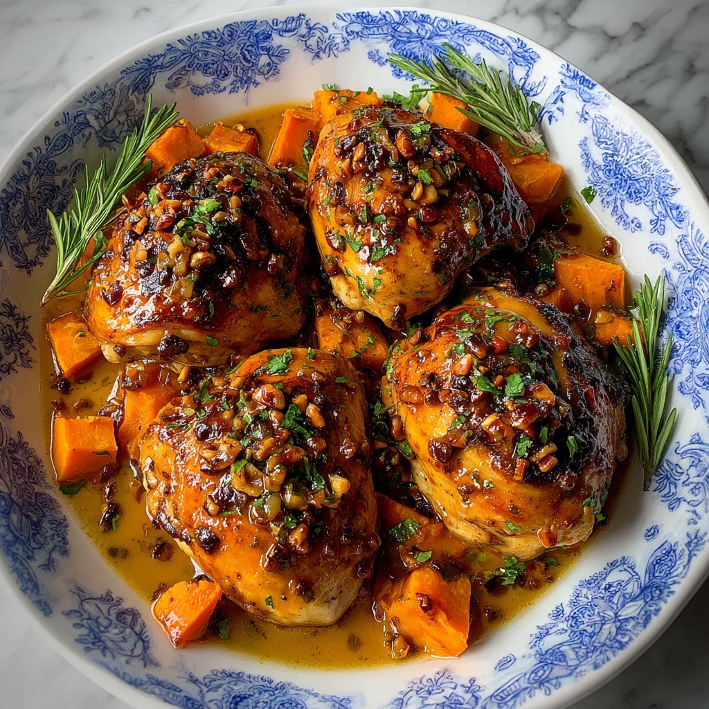Maple-Glazed Chicken with Roasted Sweet Potatoes and Pecans Recipe - Recipe Image