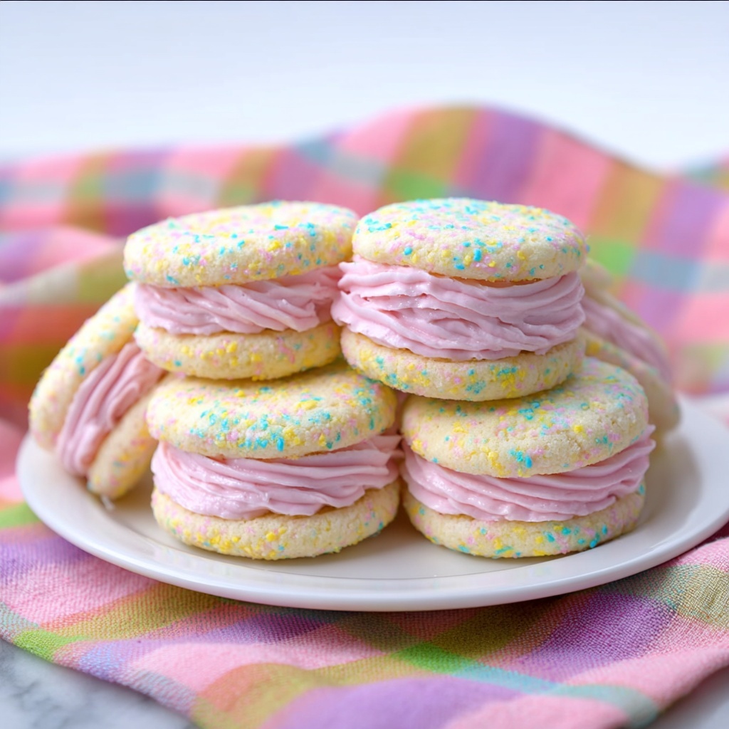 Easter Sprinkled Vanilla Cake Mix Whoopie Pies Recipe - Recipe Image