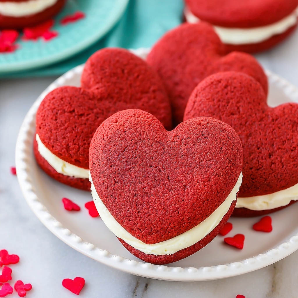 Red Velvet Heart-Shaped Whoopie Pie with Cream Cheese Frosting Recipe - Recipe Image