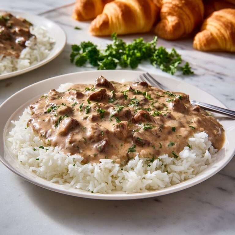 Beef Tips and Cream of Mushroom Soup Over Rice Recipe