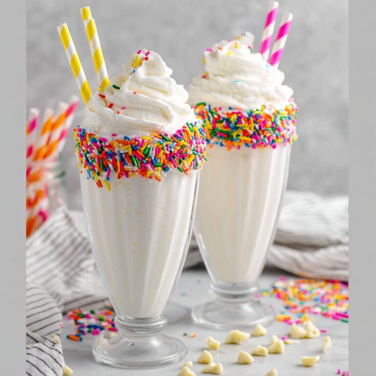 Rainbow Vanilla Milkshake with White Chocolate Chip Rim Recipe
