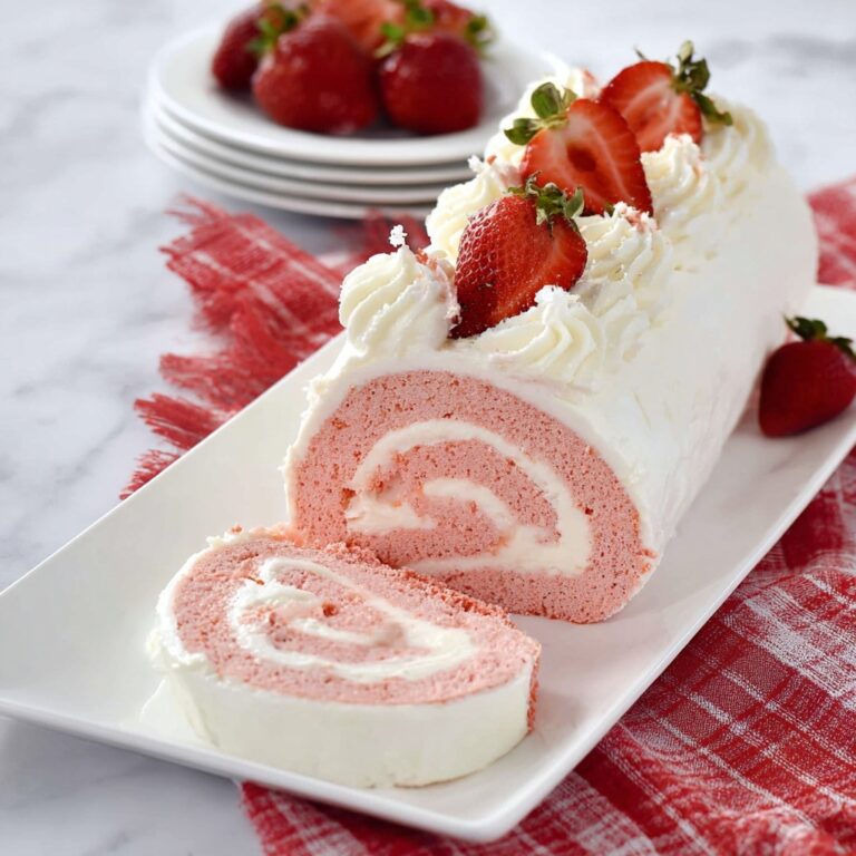 Strawberry Roll Cake with Cream Cheese Filling Recipe
