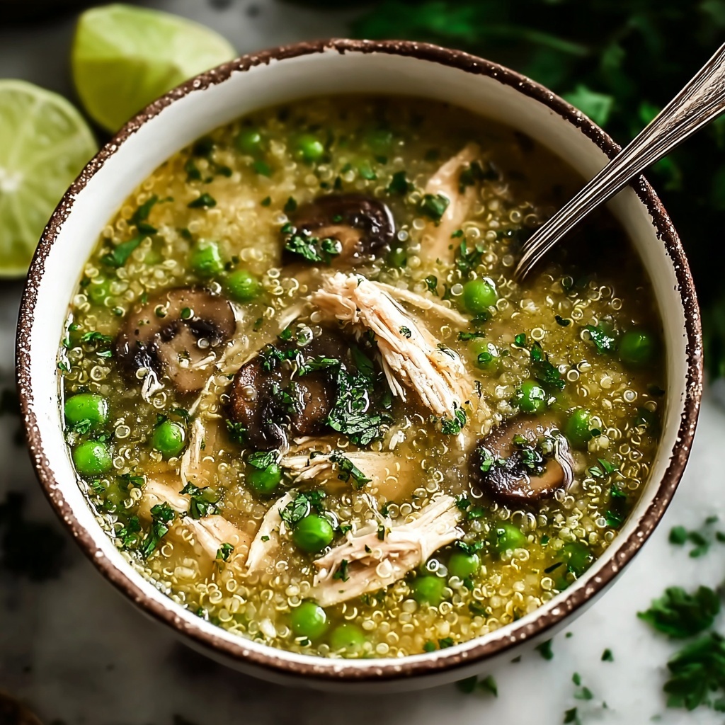 Irresistibly Flavorful Green Chicken Quinoa Soup with Herbs Recipe - Recipe Image