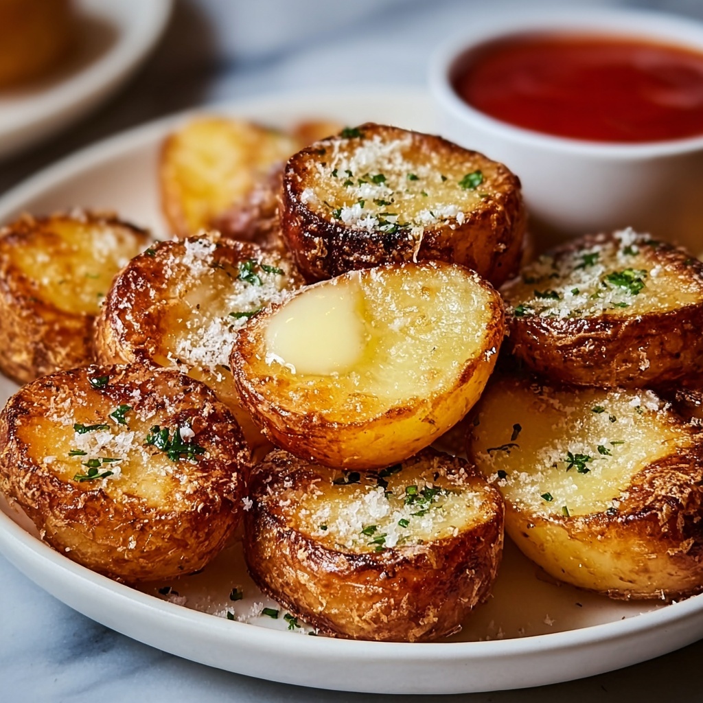 Crispy Garlic Parmesan Crusted Potatoes Recipe - Recipe Image