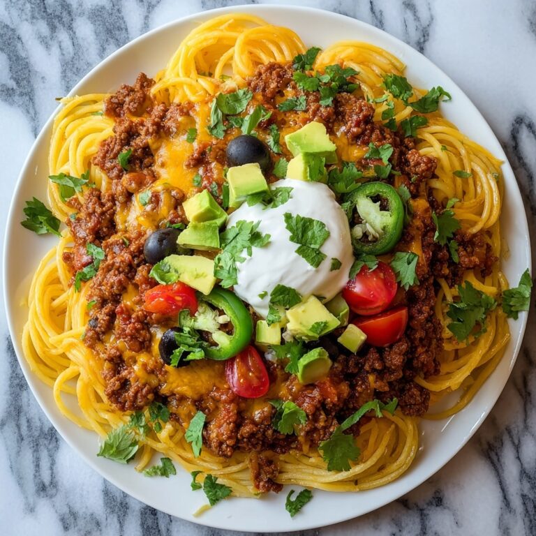 Cheesy Spicy Baked Taco Spaghetti Recipe