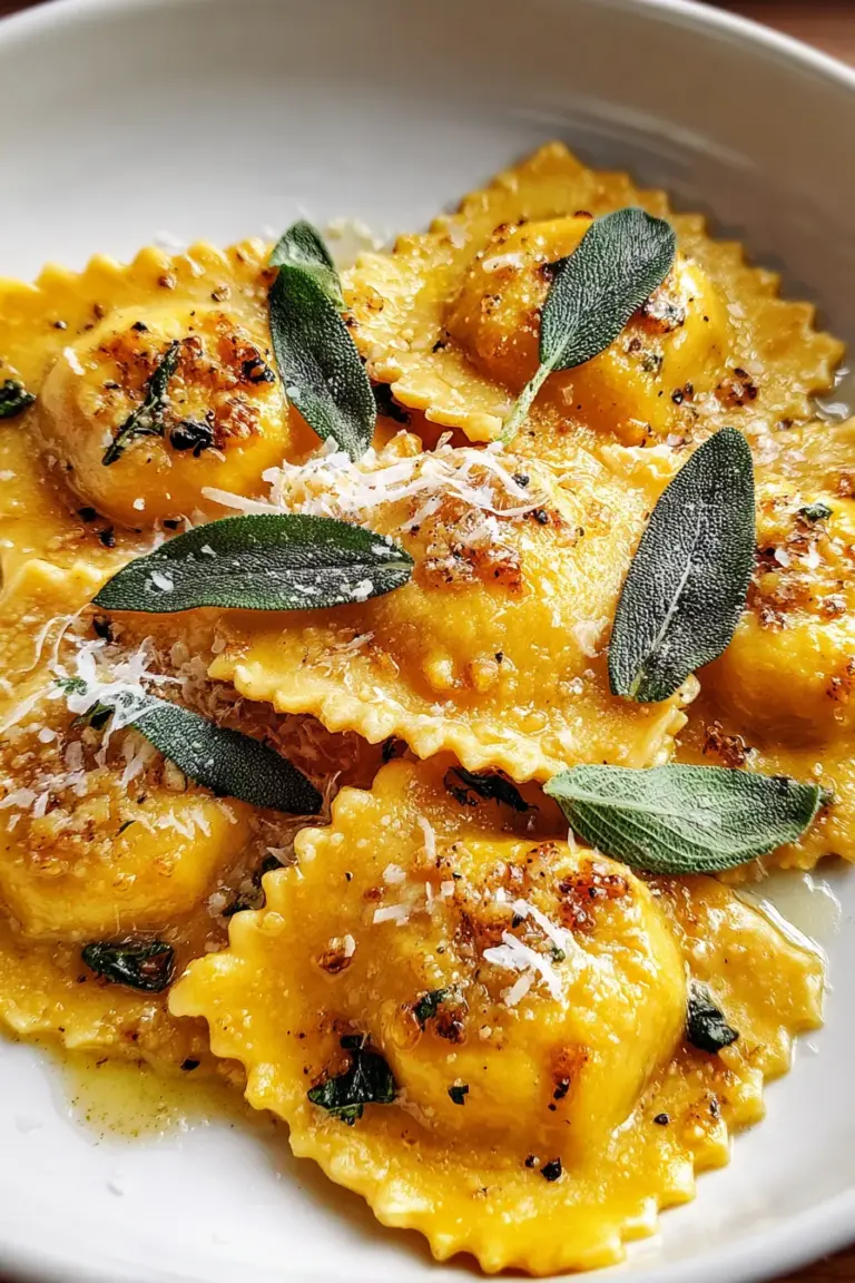 Homemade Pumpkin Ravioli with Garlic Brown Butter Recipe