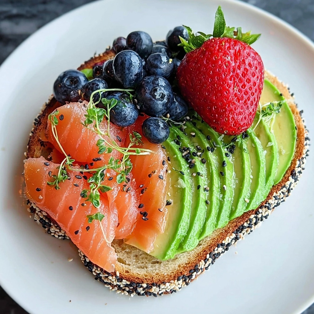 Smoked Salmon & Avocado Breakfast Toast with Fresh Fruit Recipe - Recipe Image