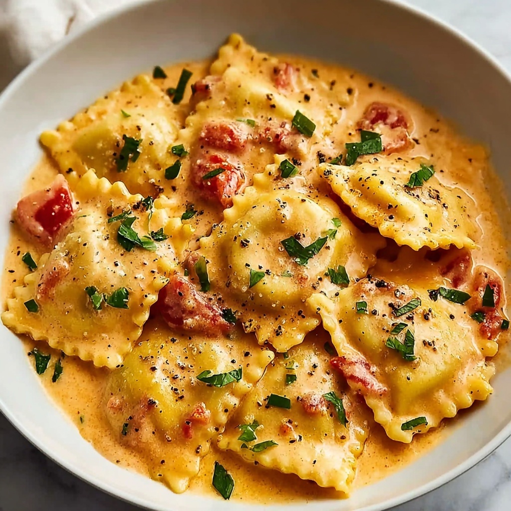 Easy Ravioli with Creamy Tomato and Green Chili Sauce Recipe - Recipe Image