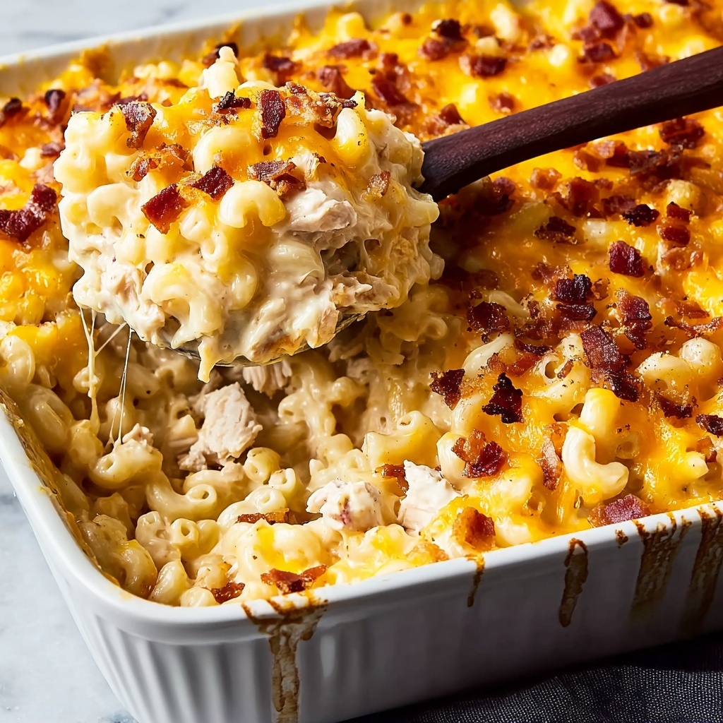 Chicken Turkey Bacon Ranch Mac and Cheese Casserole Recipe - Recipe Image