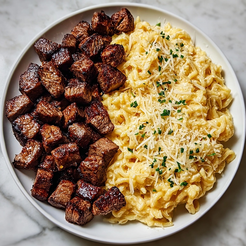 Cajun Steak Tips with Cheesy Parmesan Linguine Recipe - Recipe Image