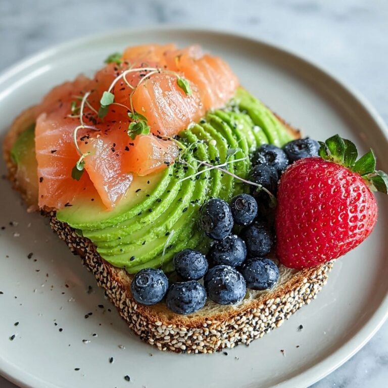 Smoked Salmon & Avocado Breakfast Toast with Fresh Fruit Recipe