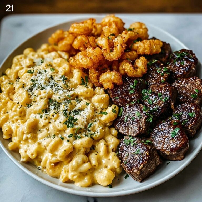 Juicy Garlic Butter Steak Bites with Creamy Cheddar Alfredo Shells Recipe