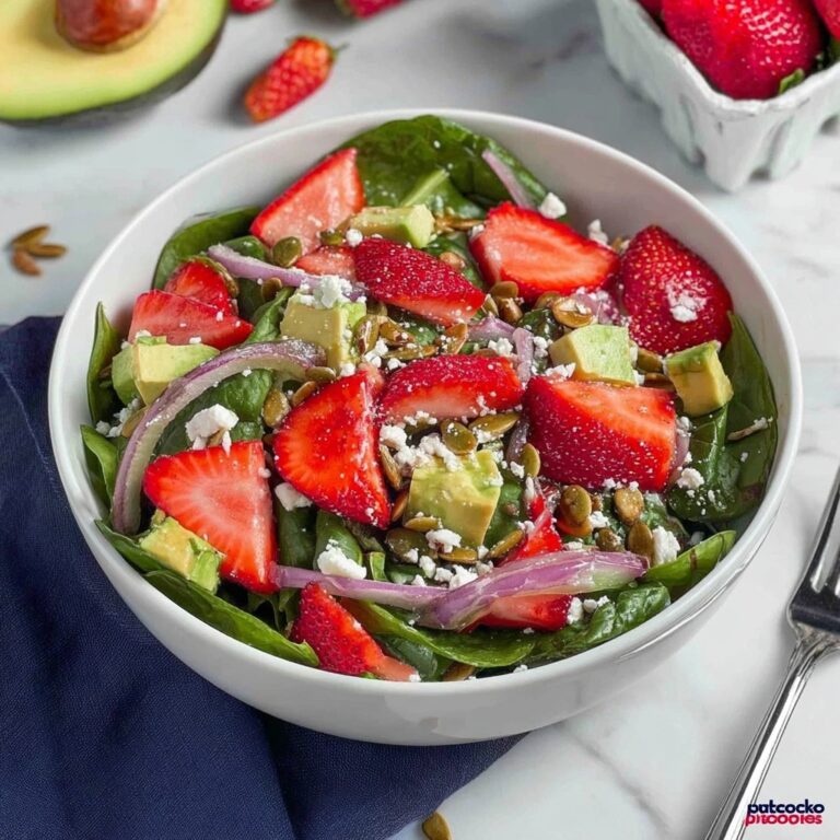 Strawberry Spinach Salad with Feta, Pecans, and Balsamic Dressing Recipe