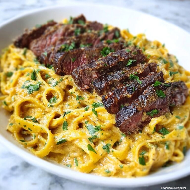Velveeta Steak Fettuccine with Garlic Butter Cream Sauce Recipe