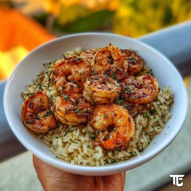 Creamy Garlic Butter Shrimp Bowl Recipe with Herb Rice Recipe