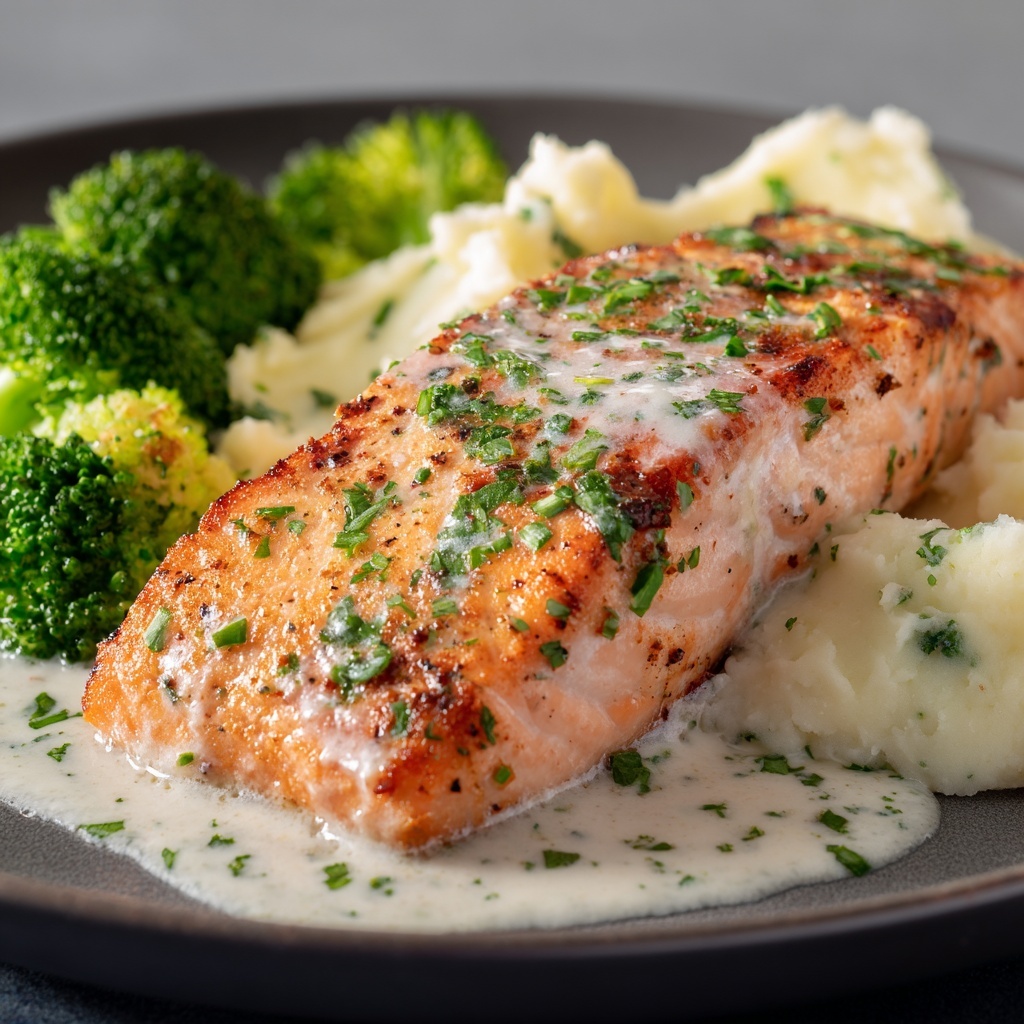 Creamy Garlic Butter Salmon Recipe - Recipe Image