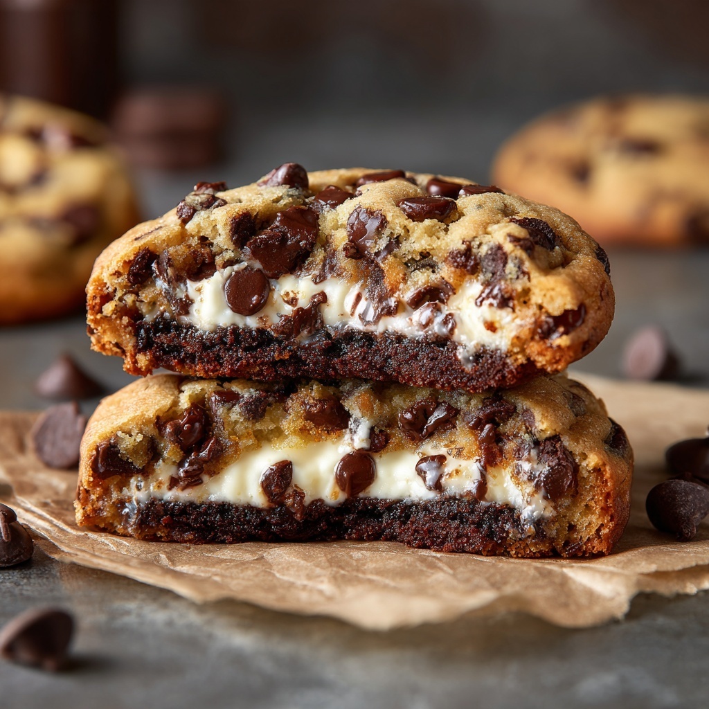 Cheesecake Stuffed Chocolate Chip Cookies Recipe - Recipe Image