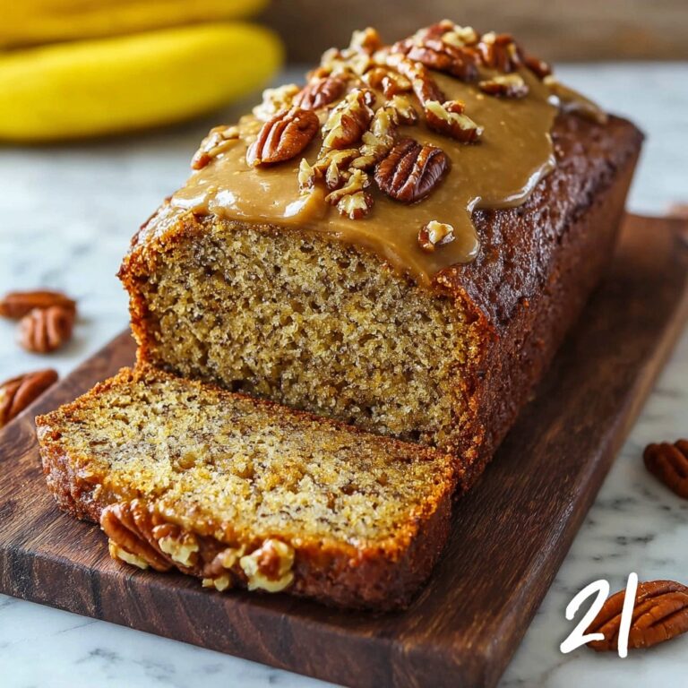 Ultra-Moist Greek Yogurt Banana Bread with Brown Sugar Pecan Glaze Recipe