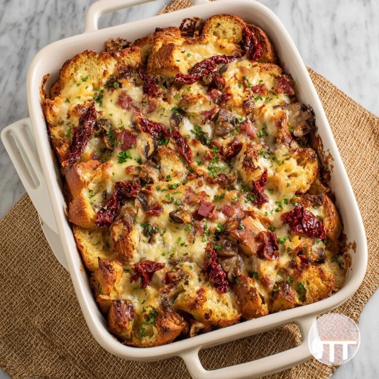 Tuscan Sausage and Mushroom Strata with Sun-Dried Tomatoes Recipe