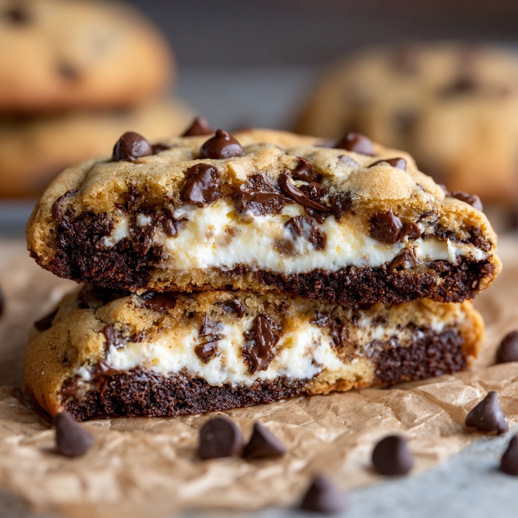 Cheesecake Stuffed Chocolate Chip Cookies Recipe - Recipe Image