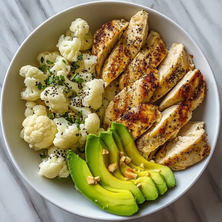 Pan-Seared Chicken with Steamed Cauliflower and Avocado Bowl Recipe