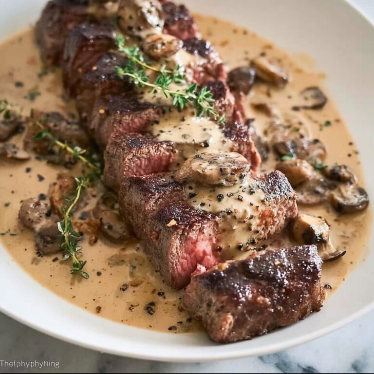 French Seared Steak with Cognac Cream Sauce Recipe