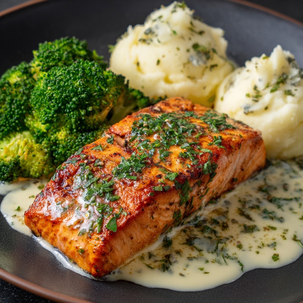 Creamy Garlic Butter Salmon Recipe - Recipe Image