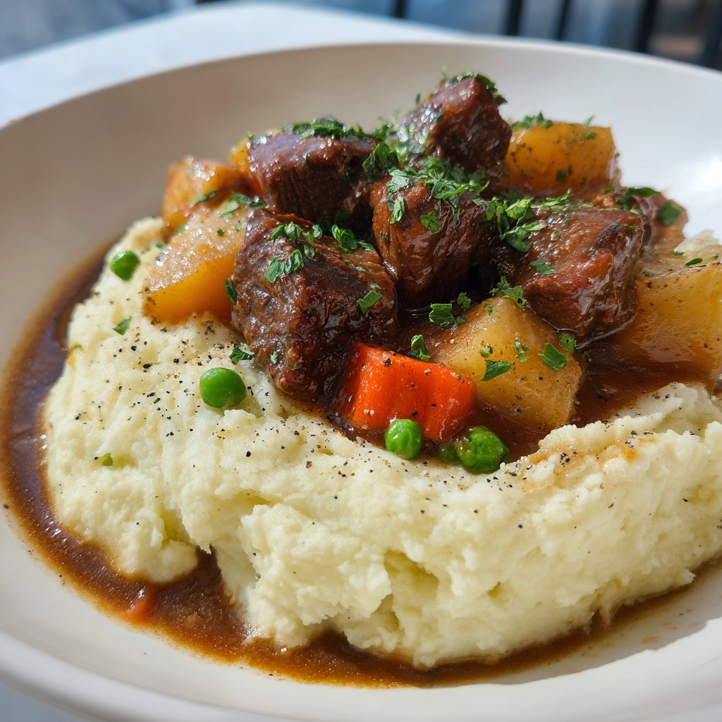Irish Beef Stew with Mashed Potatoes Recipe - Recipe Image
