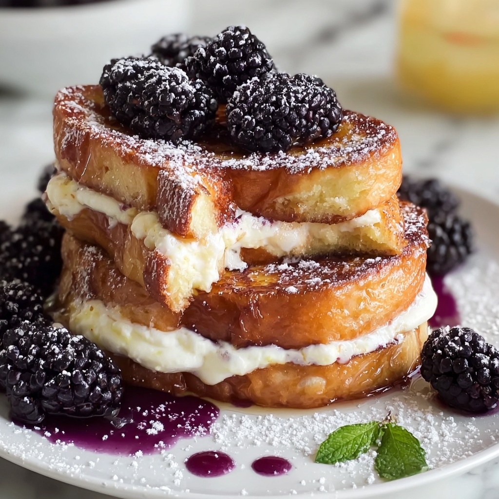 Cream Cheese Stuffed French Toast with Blackberry Compote Recipe - Recipe Image