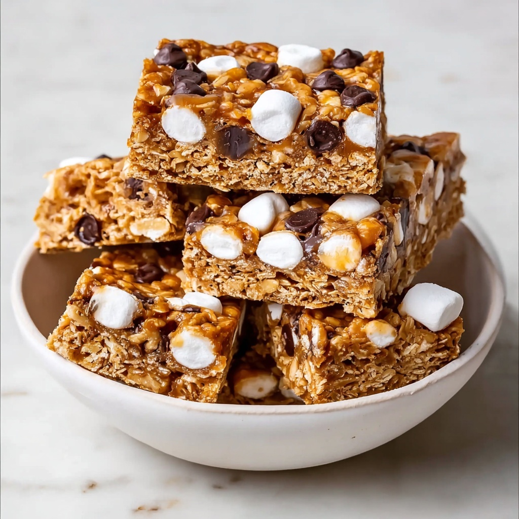 Homemade Granola Bars with Chocolate Chips and Marshmallows Recipe - Recipe Image