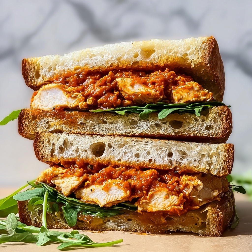 Chicken Romesco Sandwich with Crispy Cutlets and Fresh Greens Recipe - Recipe Image