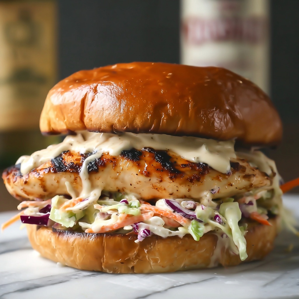 Buffalo Ranch Coleslaw Topped Chicken Sandwich Recipe - Recipe Image