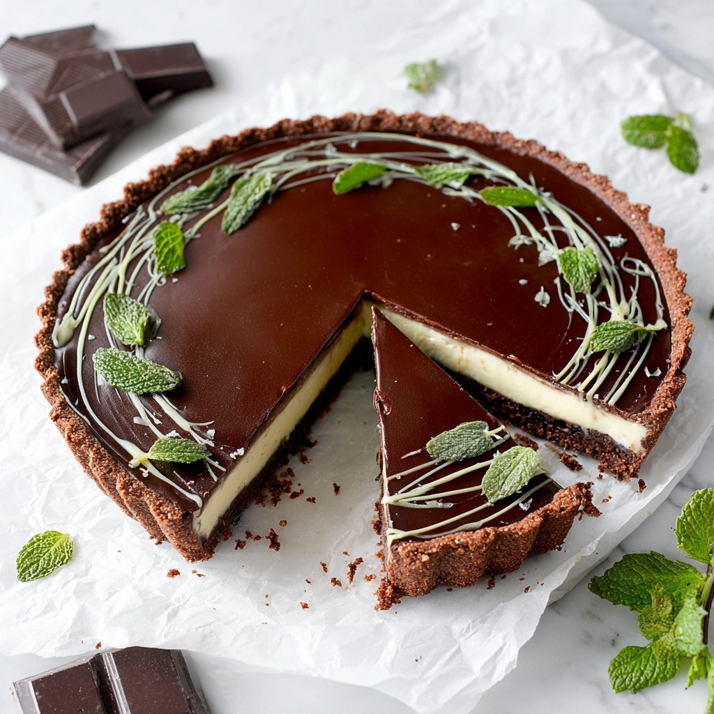 Vegan Mint Chocolate Tart Recipe - Recipe Image