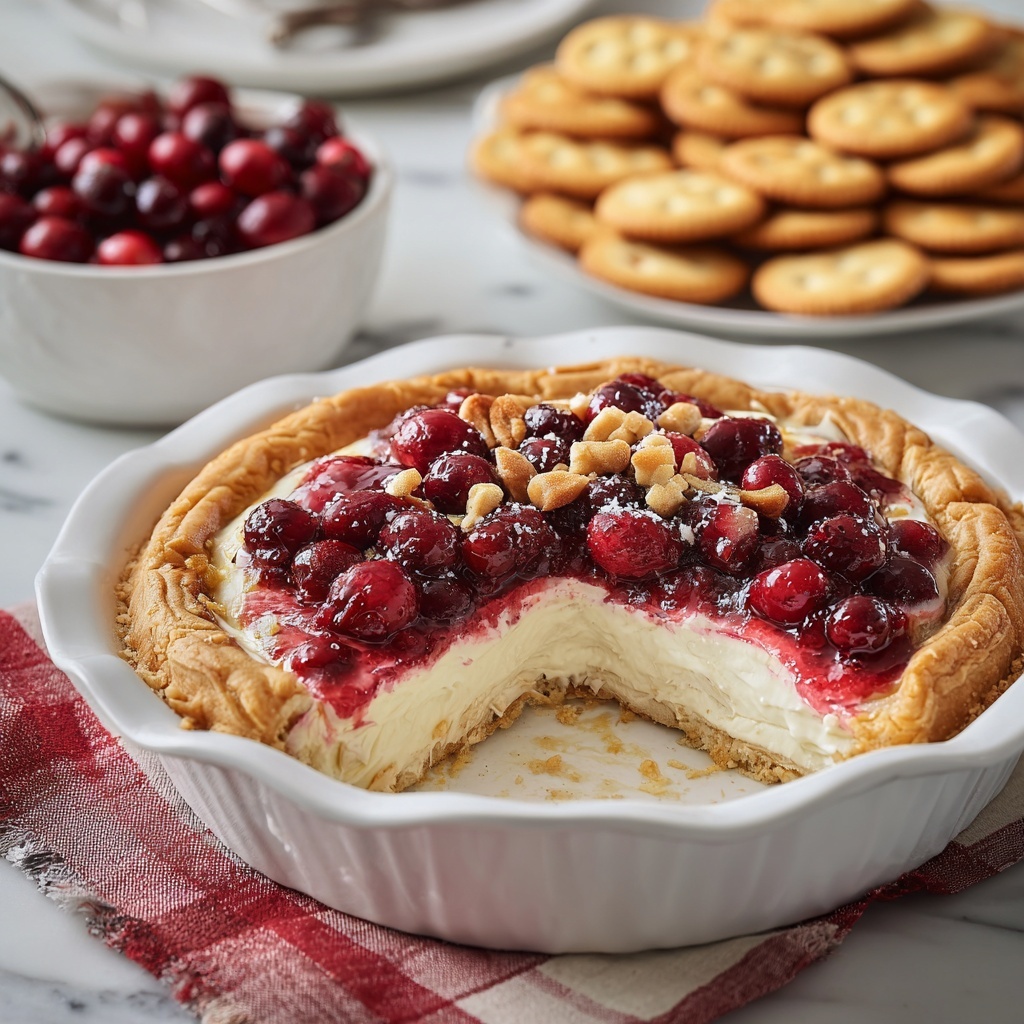 Baked Cranberry Cream Cheese Dip with a Golden Puff Pastry Crust Recipe - Recipe Image