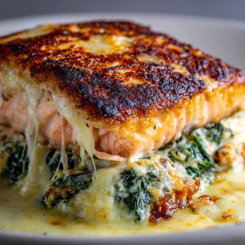 Blackened Salmon Stuffed with Spinach & Parmesan Recipe - Recipe Image