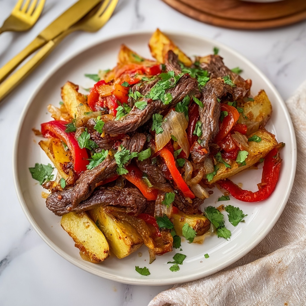 Peruvian Stir-Fried Beef with Fried Potatoes Recipe - Recipe Image