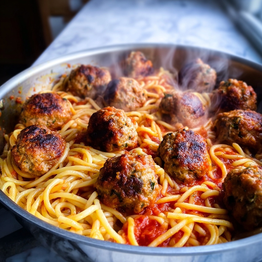 Sweet and Tangy BBQ Chicken Meatball Pasta Delight Recipe - Recipe Image