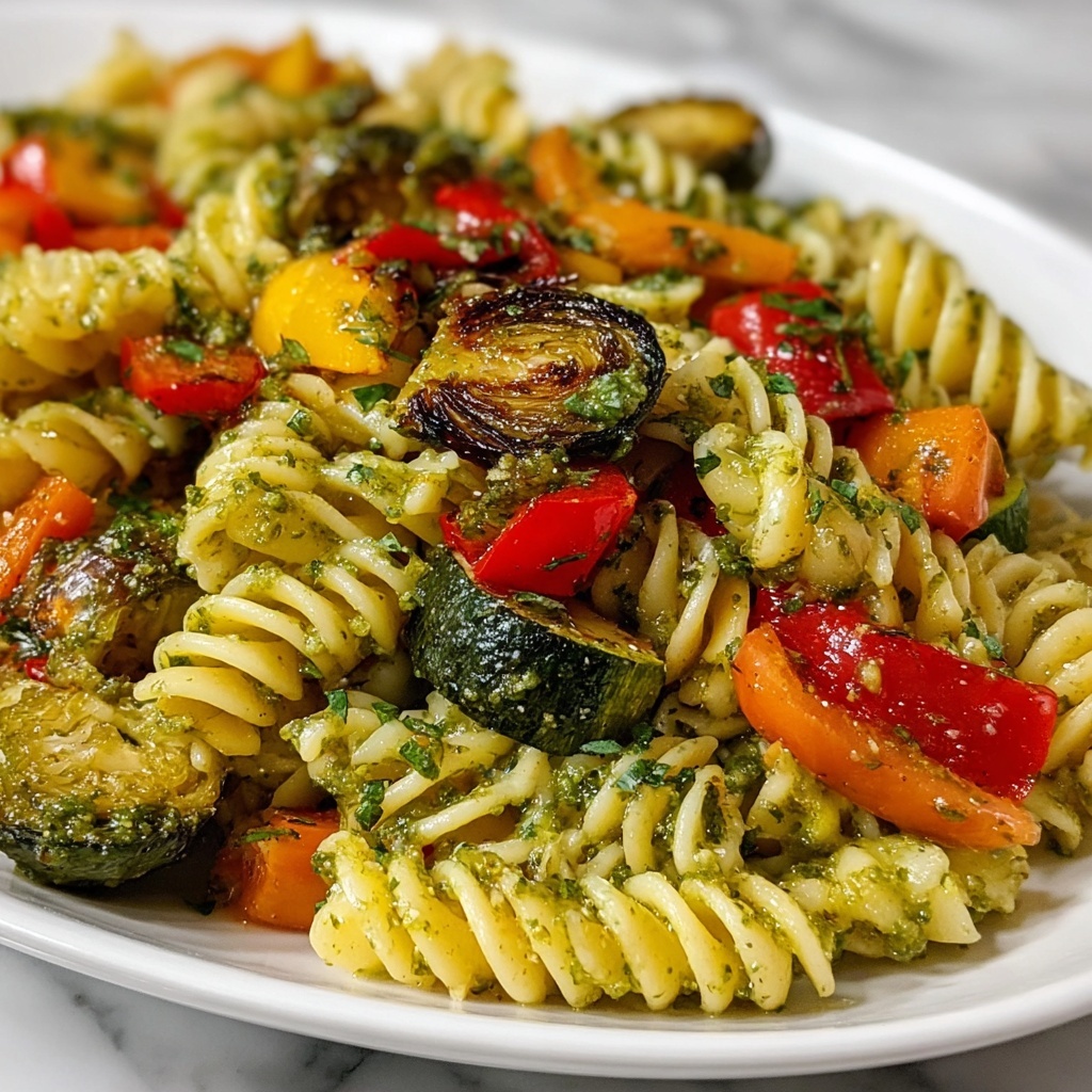Autumn Harvest Pasta with Roasted Vegetables and Pesto Recipe - Recipe Image