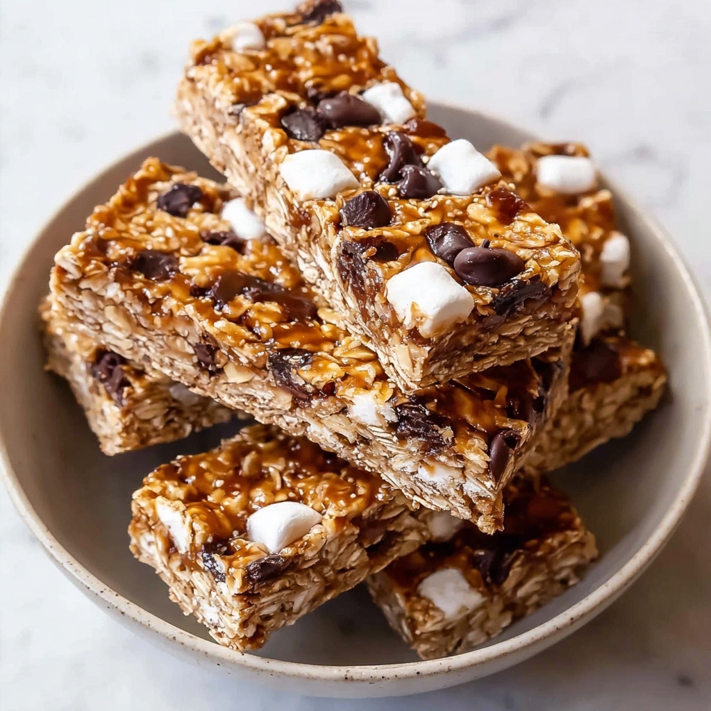 Homemade Granola Bars with Chocolate Chips and Marshmallows Recipe - Recipe Image